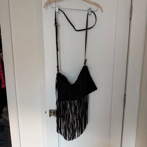 Vintage Michael Kors Black Suede Fringe Messenger Bag